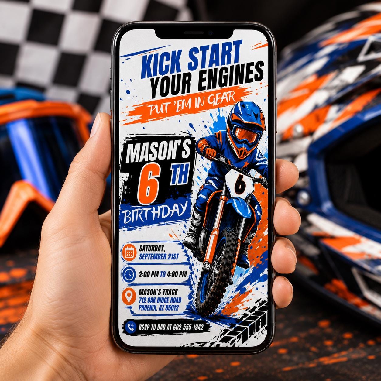 Motocross Birthday Invitation Template, Editable Canva Motocross Party Invite for Kids, Dirt Bike Birthday Theme, Editable Canva Template __etsy:8080093937