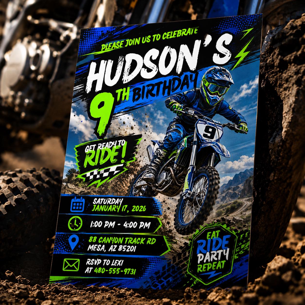 Motocross Birthday Invitation Template, Editable Canva Motocross Party Invite for Kids, Dirt Bike Birthday Theme, Editable Canva Template __etsy:8085859965