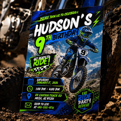 Motocross Birthday Invitation Template, Editable Canva Motocross Party Invite for Kids, Dirt Bike Birthday Theme, Editable Canva Template __etsy:8085859965