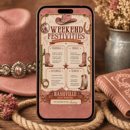 Nashville Bach Weekend  Template, Nashville Bachelorette Itinerary, Last Rodeo Bachelorette Itinerary Template, Western Cowgirl Party __etsy:8056322946