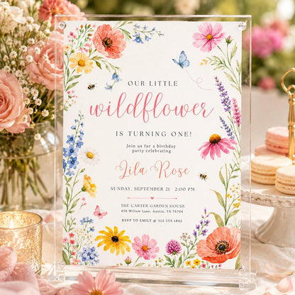 Onederful Birthday Invitation, Wildflowers 1st Birthday Invite, Isn't She Onederful, Editable Girl First Birthday Invitation, Canva Template __etsy:7999214988