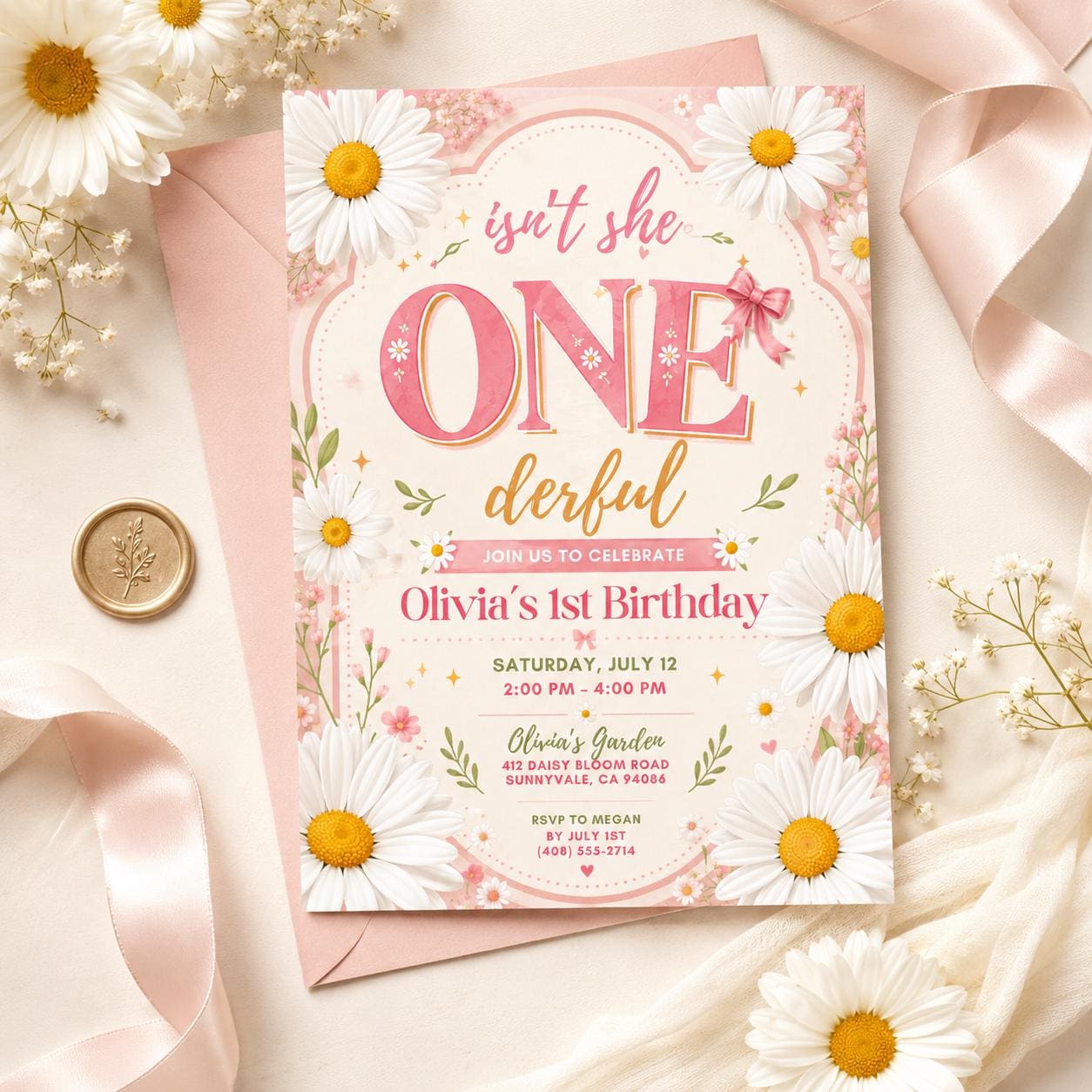 Onederful Birthday Invitation, Wildflowers 1st Birthday Invite, Isn't She Onederful, Editable Girl First Birthday Invitation, Wild One Theme __etsy:7999186830
