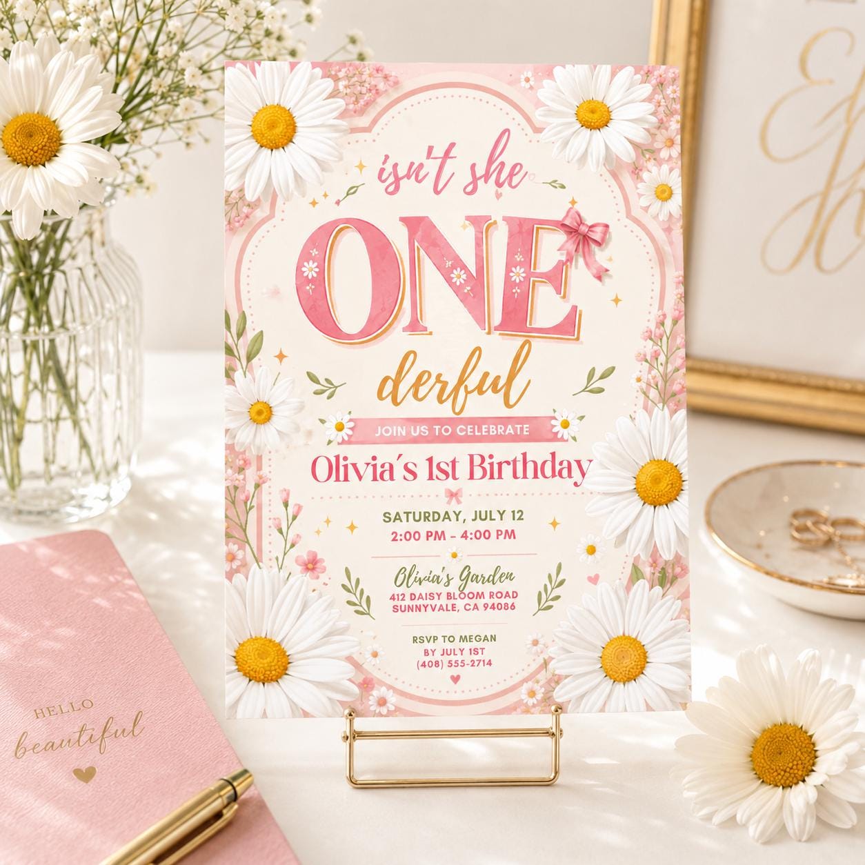 Onederful Birthday Invitation, Wildflowers 1st Birthday Invite, Isn't She Onederful, Editable Girl First Birthday Invitation, Wild One Theme __etsy:7999186822