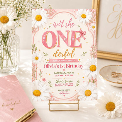 Onederful Birthday Invitation, Wildflowers 1st Birthday Invite, Isn't She Onederful, Editable Girl First Birthday Invitation, Wild One Theme __etsy:7999186822
