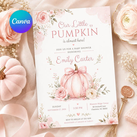 Our Little Pumpkin Baby Shower Invitation, Little Pumpkin Baby Shower Invitation, A Little Pumpkin is on the Way, Autumn Baby Shower Invite __etsy:8176042385