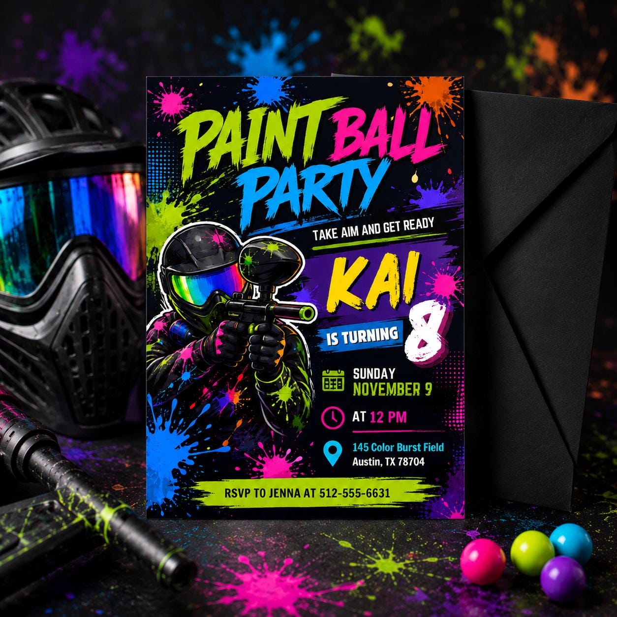 Paintball Party Invitation, Bruh You In Paintball Birthday, Paintball Party Invite, Paint Platters, Paintballer, Paint Ball, Canva __etsy:8080819341