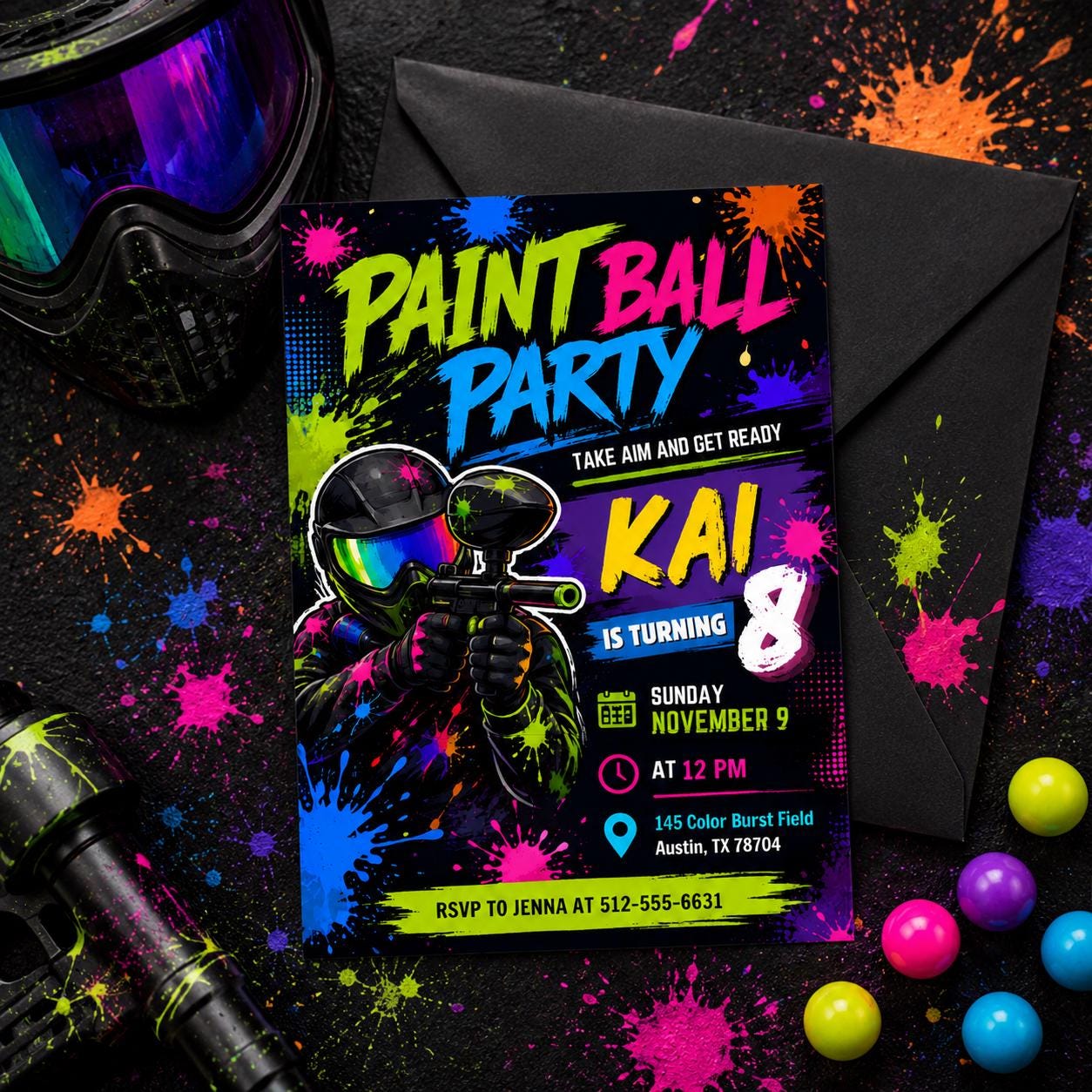 Paintball Party Invitation, Bruh You In Paintball Birthday, Paintball Party Invite, Paint Platters, Paintballer, Paint Ball, Canva __etsy:8032907366