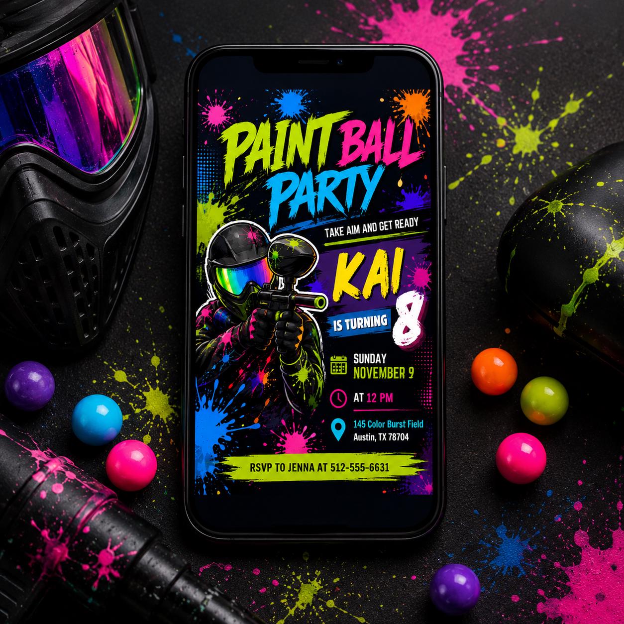 Paintball Party Invitation, Bruh You In Paintball Birthday, Paintball Party Invite, Paint Platters, Paintballer, Paint Ball, Canva __etsy:8032907528