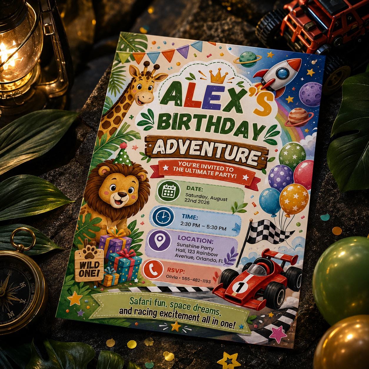 Party Animals Birthday Invitation Template, Boys Birthday Invite, Safari Zoo Animal Party Invite, Editable Canva Template __etsy:8103749653