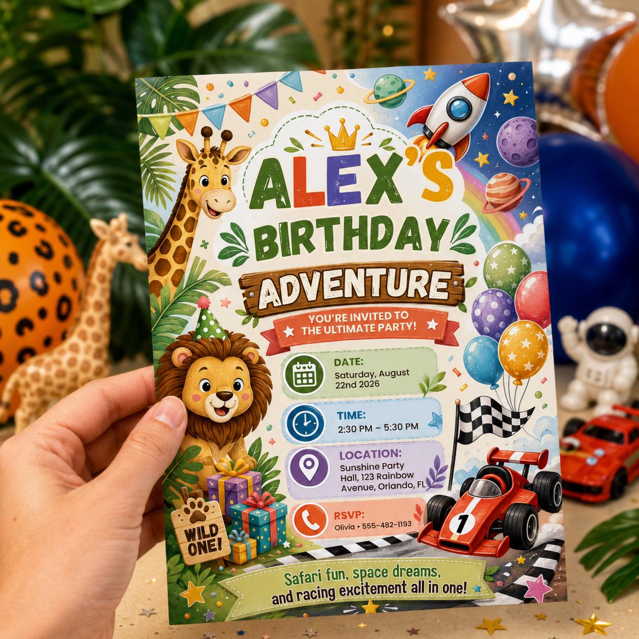 Party Animals Birthday Invitation Template, Boys Birthday Invite, Safari Zoo Animal Party Invite, Editable Canva Template __etsy:8055837922