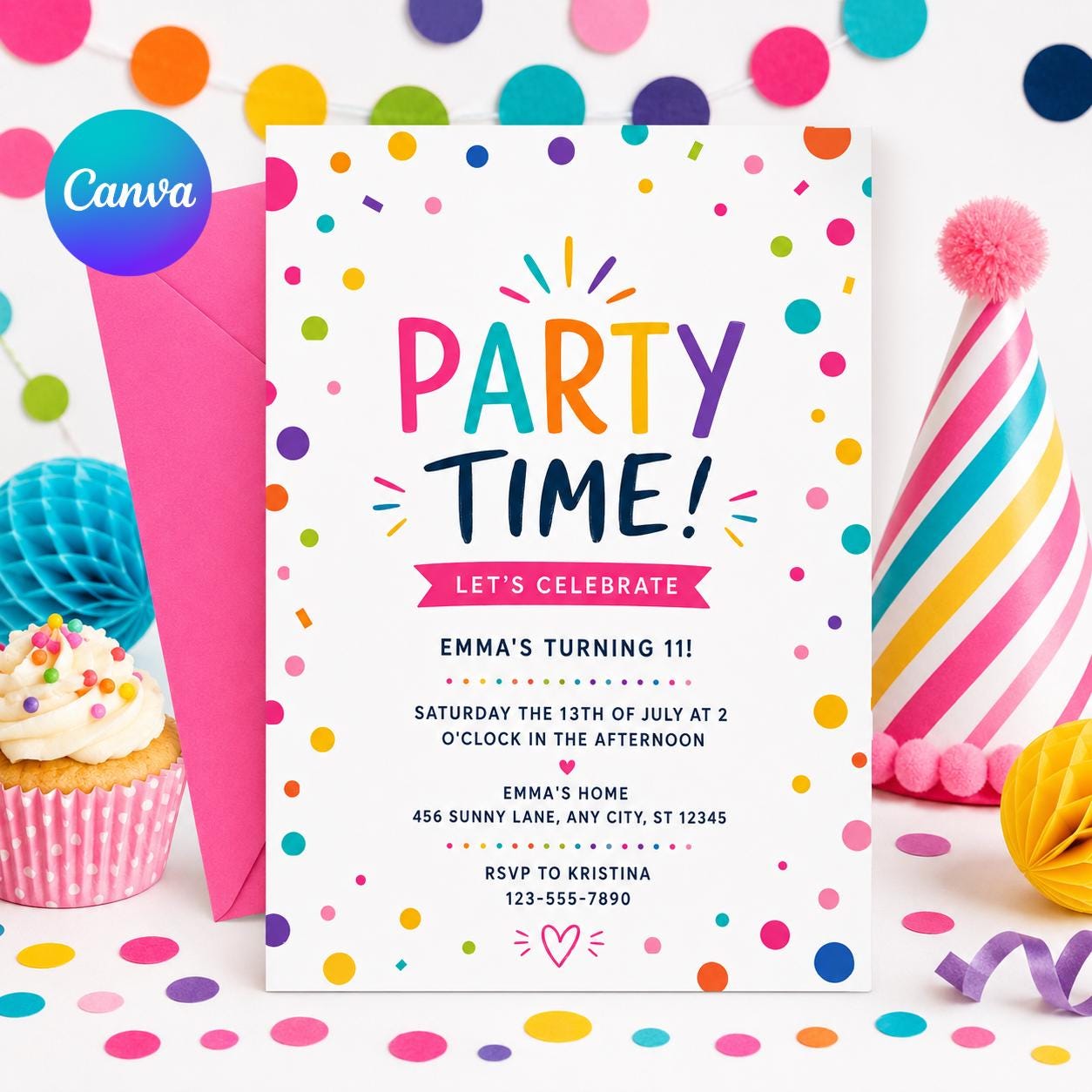 Party Time Invitation, Girl Birthday Invitation, Varsity Patch Party Preppy Invitation, Jump Party Birthday, Kids Invitation Editable Canva __etsy:8032480354