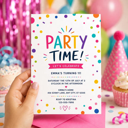 Party Time Invitation, Girl Birthday Invitation, Varsity Patch Party Preppy Invitation, Jump Party Birthday, Kids Invitation Editable Canva __etsy:8080390903