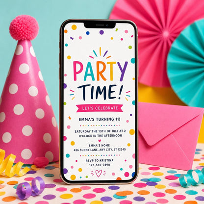 Party Time Invitation, Girl Birthday Invitation, Varsity Patch Party Preppy Invitation, Jump Party Birthday, Kids Invitation Editable Canva __etsy:8080390933