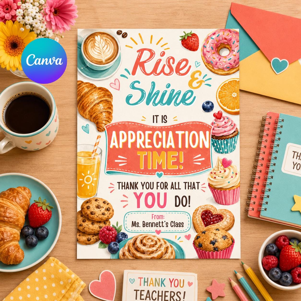 Pink Breakfast Invitation, Rise and Shine Birthday Invite, Pink Gingham Breakfast Party Invite, Brunch Party Appreciation Time Invitation __etsy:8009016274
