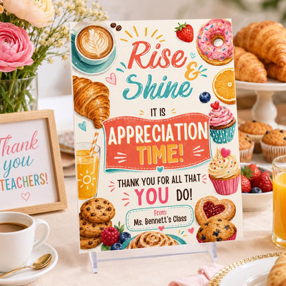 Pink Breakfast Invitation, Rise and Shine Birthday Invite, Pink Gingham Breakfast Party Invite, Brunch Party Appreciation Time Invitation __etsy:8009013086