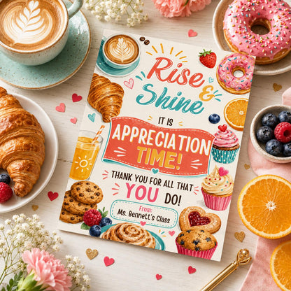Pink Breakfast Invitation, Rise and Shine Birthday Invite, Pink Gingham Breakfast Party Invite, Brunch Party Appreciation Time Invitation __etsy:8056930975
