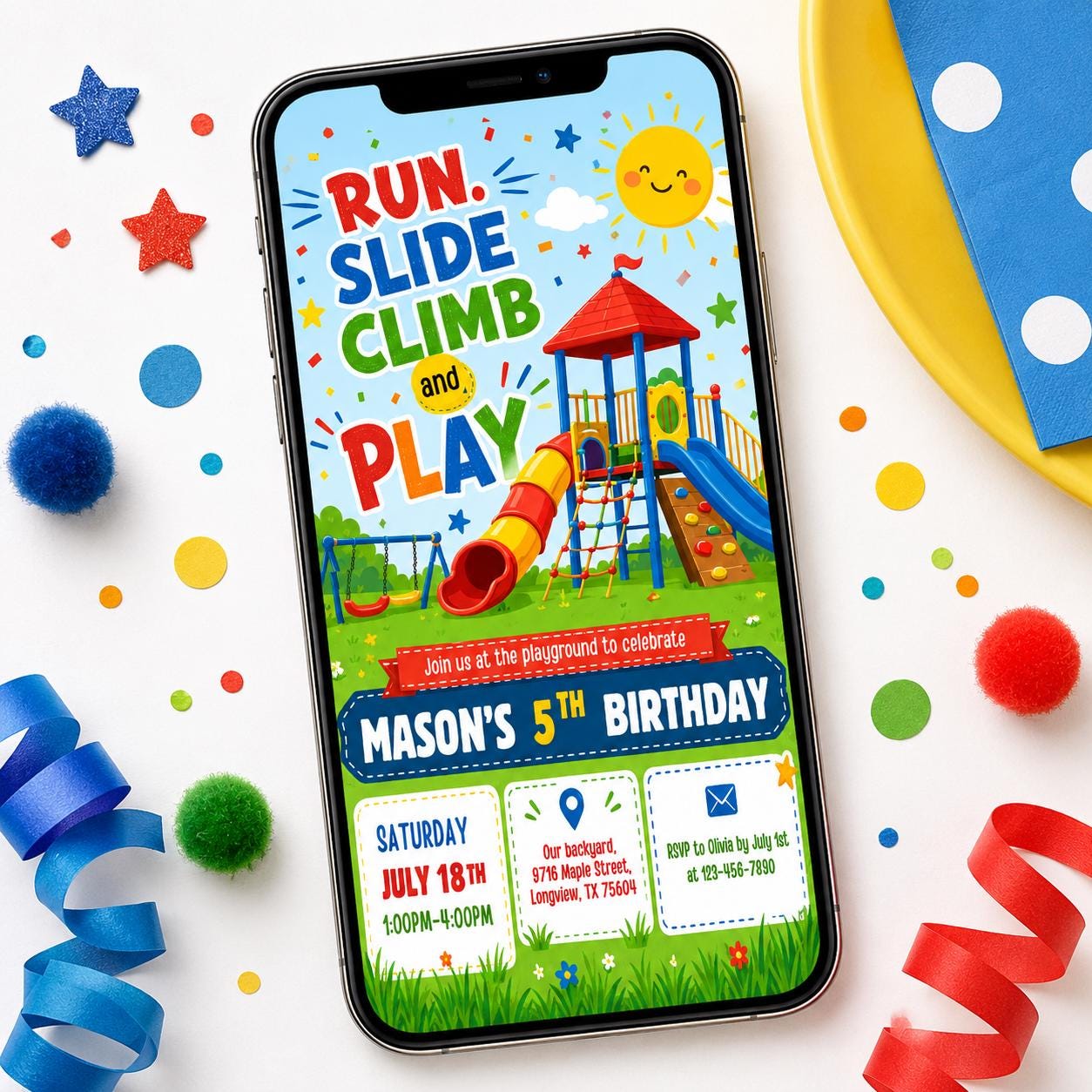 Playground Birthday Invitation, Bounce Indoor Playground, Jungle Gym Party Invite Template, Soft Play Climb, Outdoor Party, Editable Canva __etsy:8018584124