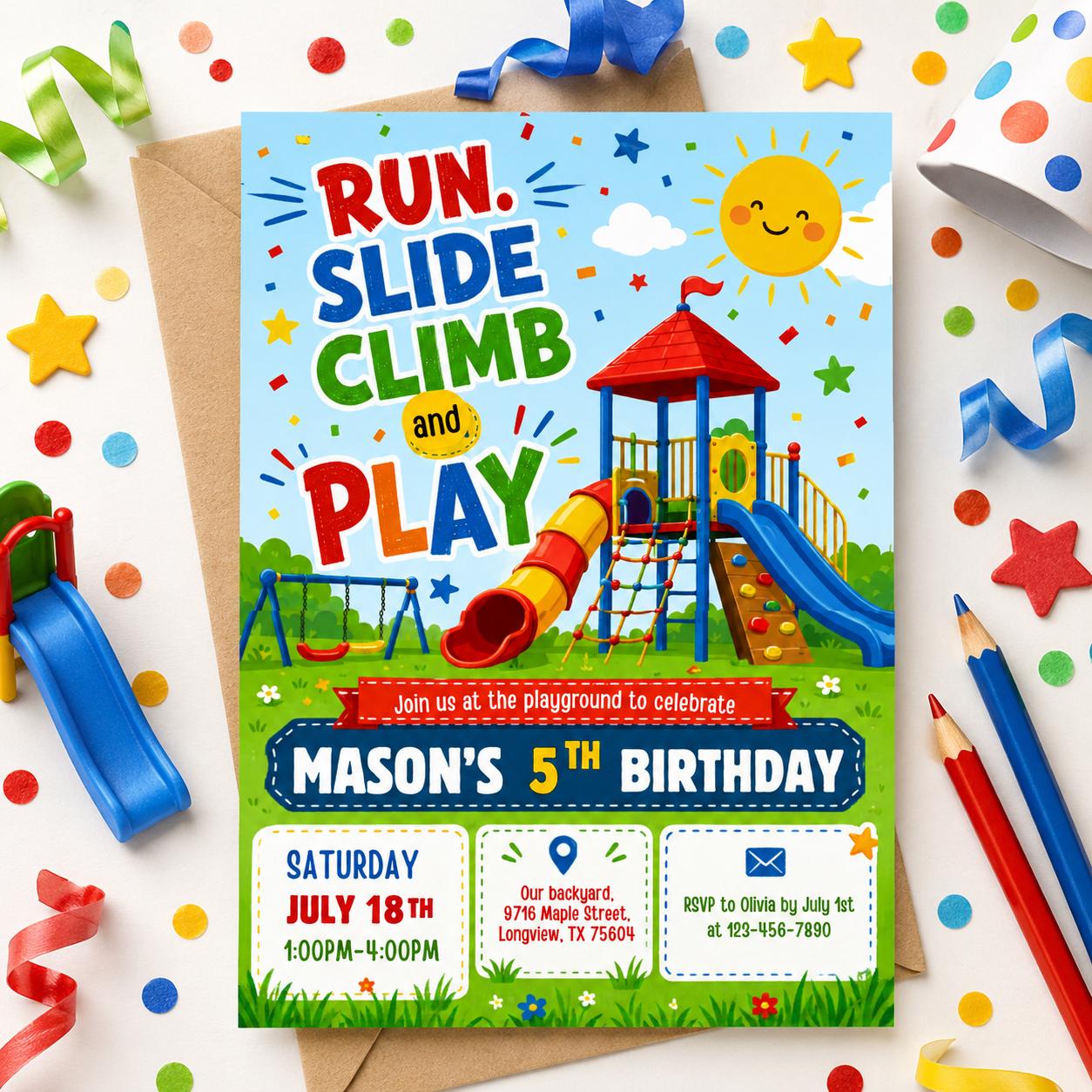 Playground Birthday Invitation, Bounce Indoor Playground, Jungle Gym Party Invite Template, Soft Play Climb, Outdoor Party, Editable Canva __etsy:8018584120