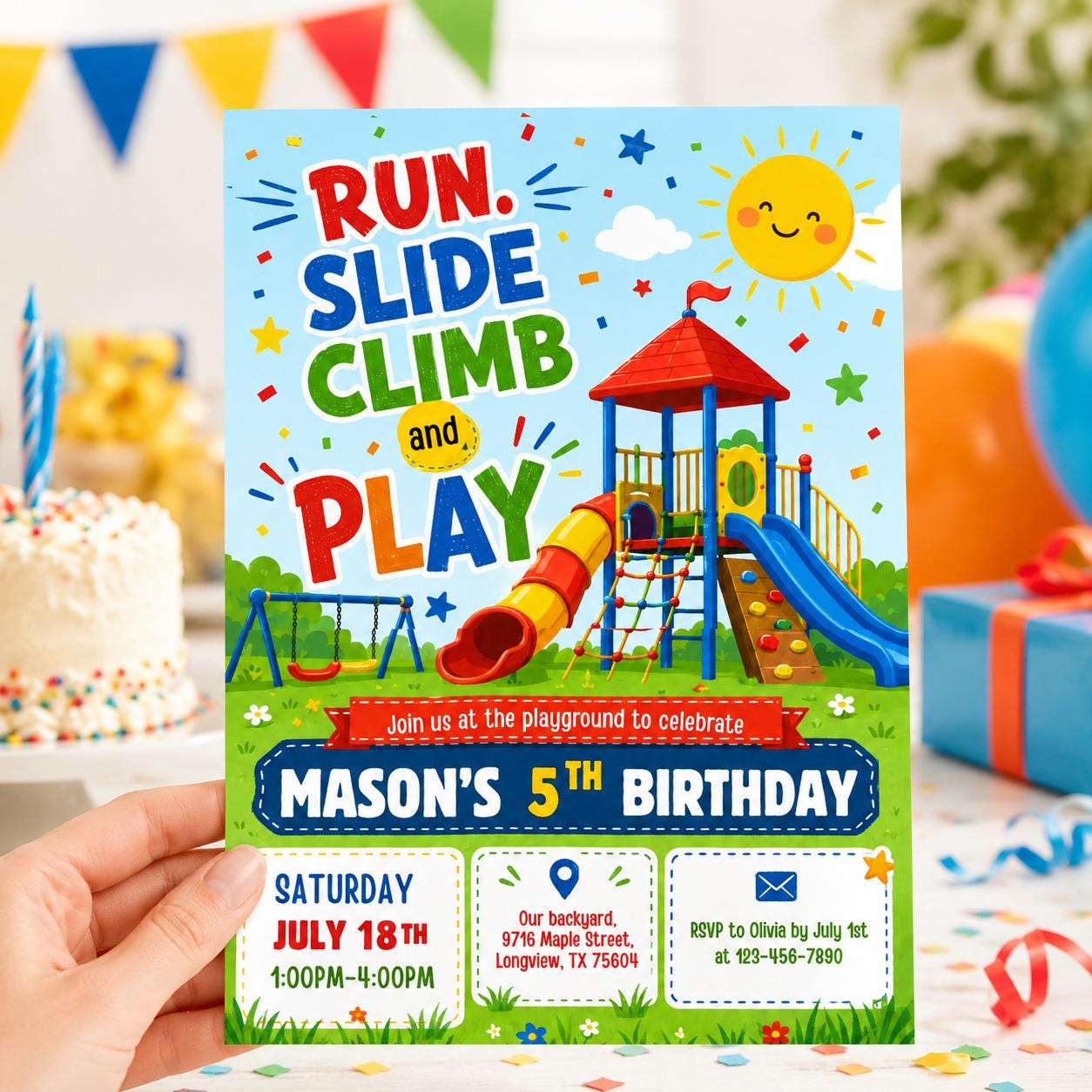 Playground Birthday Invitation, Bounce Indoor Playground, Jungle Gym Party Invite Template, Soft Play Climb, Outdoor Party, Editable Canva __etsy:8018584110