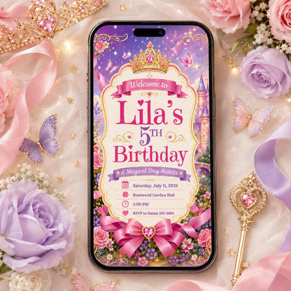 Princess Birthday Invitation Princess Birthday Template Princess Theme Party Princess Invite Princess Canva Template Royal Birthday Invite __etsy:8122152947