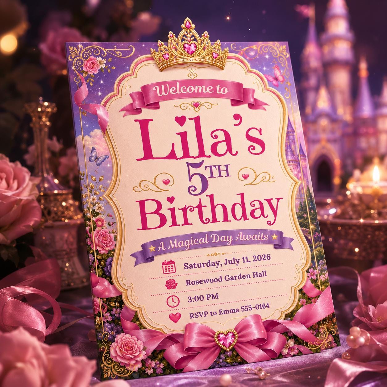 Princess Birthday Invitation Princess Birthday Template Princess Theme Party Princess Invite Princess Canva Template Royal Birthday Invite __etsy:8074234904