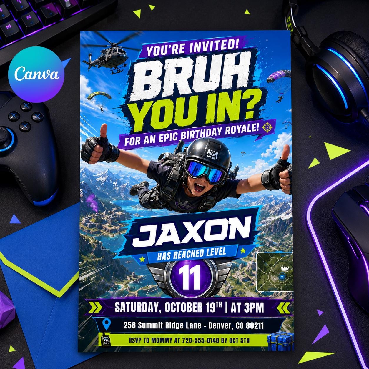 Printable Bruh birthday invitation, Gamer boy bday invite, teenager birthday, Bruh It's My Birthday invite template, teens party, Canva __etsy:8058482505