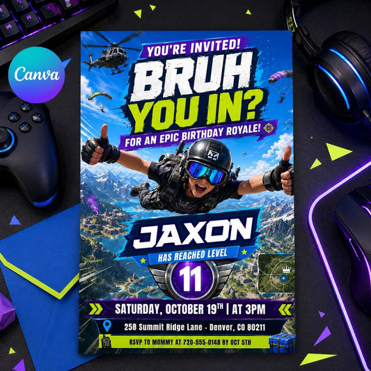 Printable Bruh birthday invitation, Gamer boy bday invite, teenager birthday, Bruh It's My Birthday invite template, teens party, Canva __etsy:8058482505