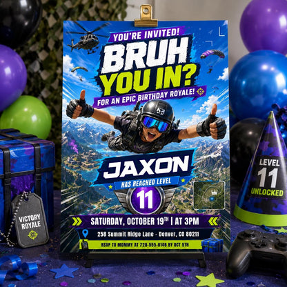 Printable Bruh birthday invitation, Gamer boy bday invite, teenager birthday, Bruh It's My Birthday invite template, teens party, Canva __etsy:8058480405