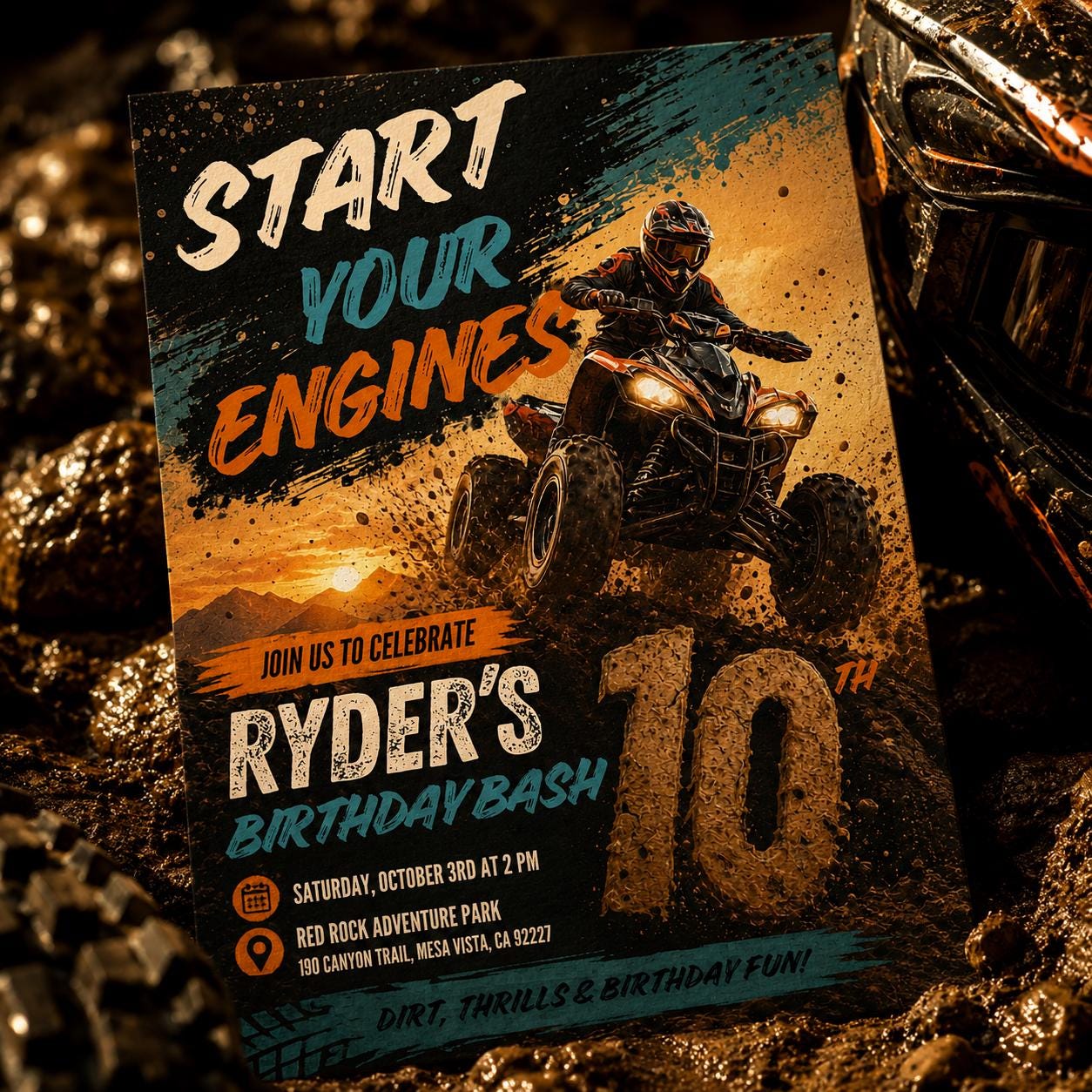 Race Car Birthday Invitation, Start Your Engines Party, Race Track Party Invitation, Monster Truck racing party invite  Canva Template __etsy:8059354084