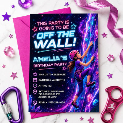 Rock Climbing Birthday Invitation, Bouldering Party Ticket Invite, Editable Digital Template, Instant Download, Printable Bday Party Card __etsy:8024836347