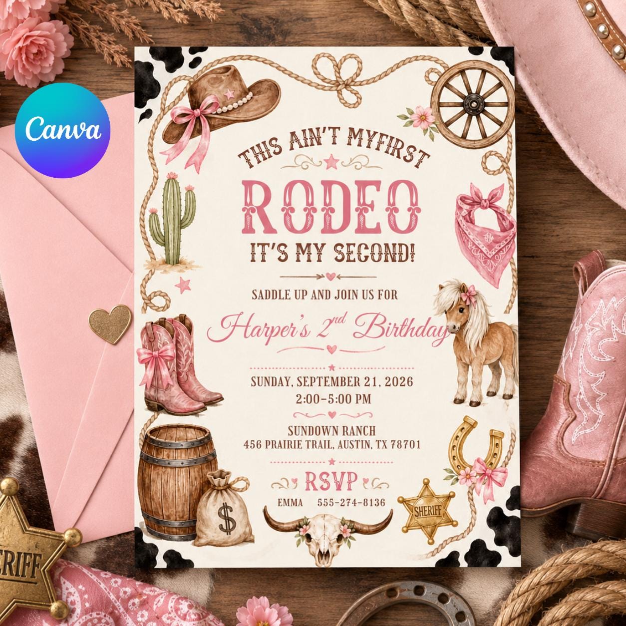 Rodeo Birthday Invitation Template: Western Party Editable  Invite, Editable Rodeo Birthday invitation, rodeo party-cowgirl party, Canva __etsy:8056816449