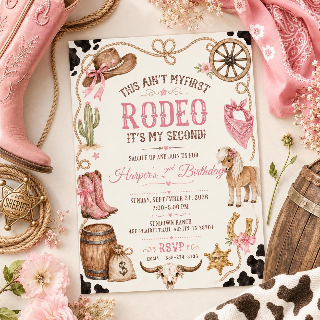 Rodeo Birthday Invitation Template: Western Party Editable  Invite, Editable Rodeo Birthday invitation, rodeo party-cowgirl party, Canva __etsy:8008897184