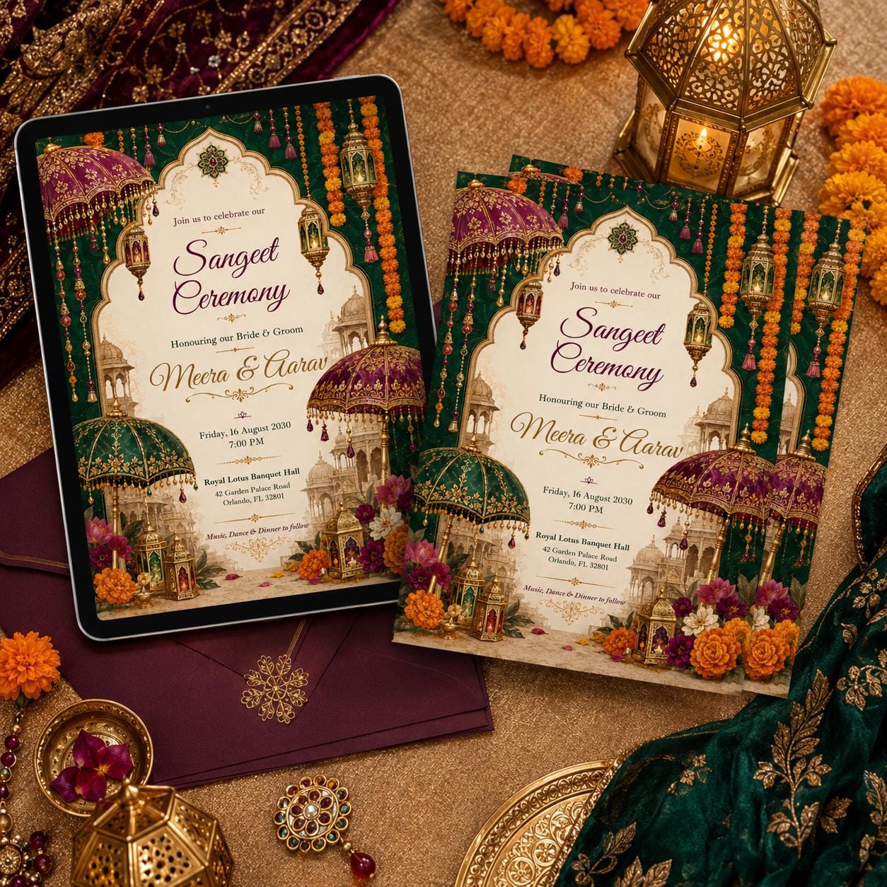 Sangeet Ceremony Invitation, Indian Sangeet Invitation, Mehndi Indian Sangeet Wedding, Mehndi Sangeet Ceremony Party, Canva Template __etsy:8053899658