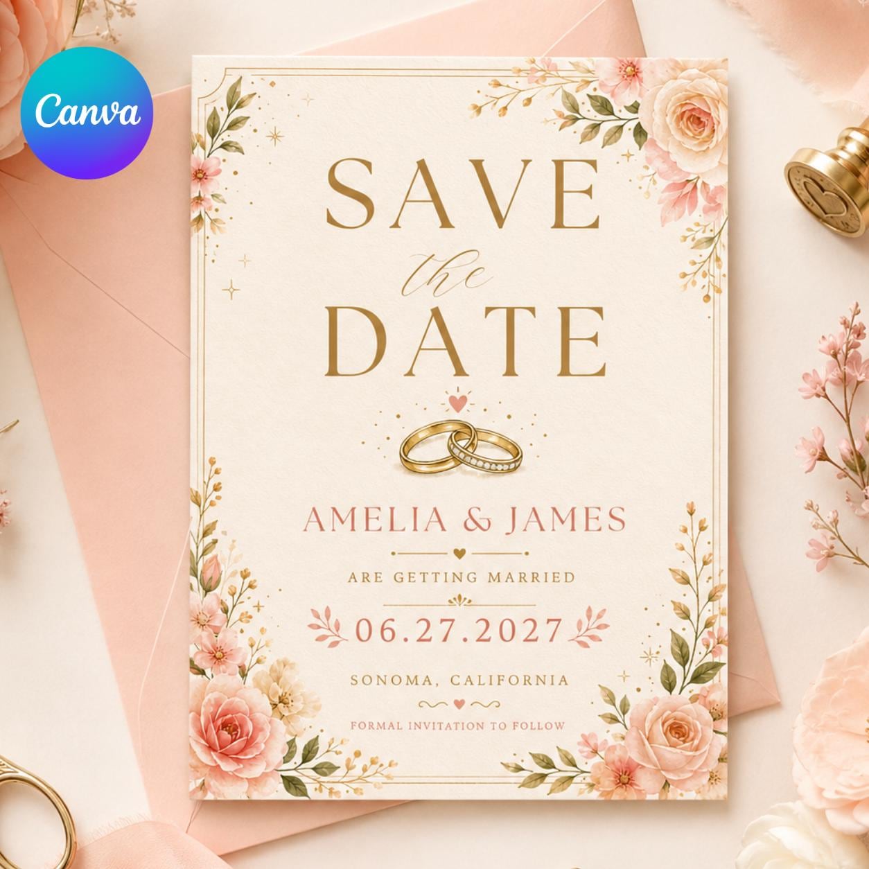 Save the Date Wedding Invitation Template (Digital Download) __etsy:7991729160