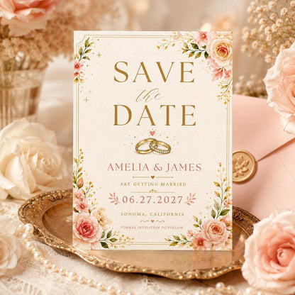 Save the Date Wedding Invitation Template (Digital Download) __etsy:7991729592