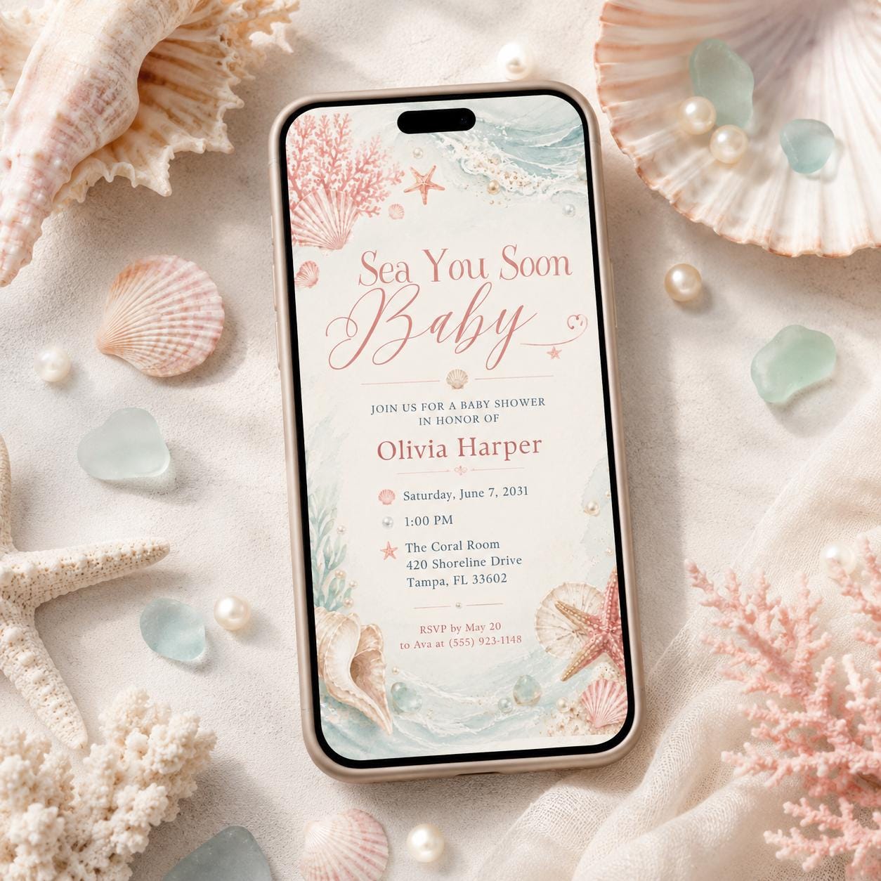 Sea You Soon Baby Shower Invite Nautical Baby is on the Way Printable Boy Sea Creature Baby Shower Editable Summer Ocean Party Invitation __etsy:8057602810