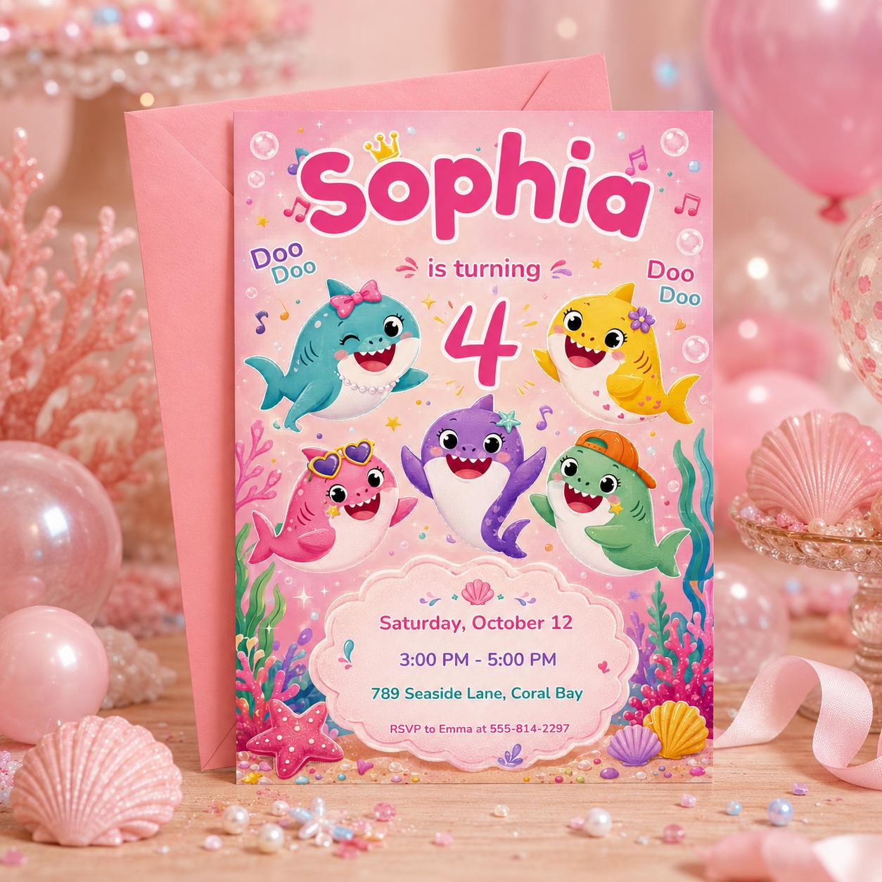 Shark Birthday Invitation, Sharktastic Birthday Invitation, Under The Sea Birthday Invitation, Ocean Theme Kids Party Invite, Editable Canva __etsy:8050238495