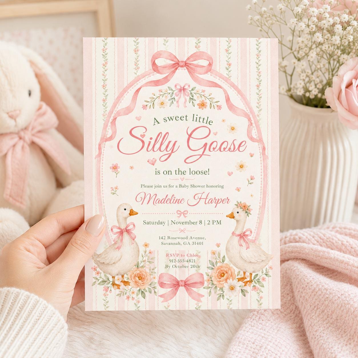 Silly Goose Baby Shower Invitation, Silly Goose Baby Shower Invitation, Goose Baby Shower Invite, Sweet Little Goose Editable Template __etsy:8018508434