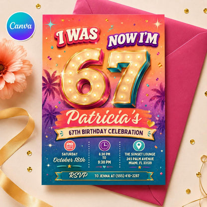 Six Seven Meme Birthday Invitation, 7th birthday invite Girl, Editable Canva Template, I Was 6 Now 7 Meme Theme, Summer Vacation, Canva __etsy:8101260723