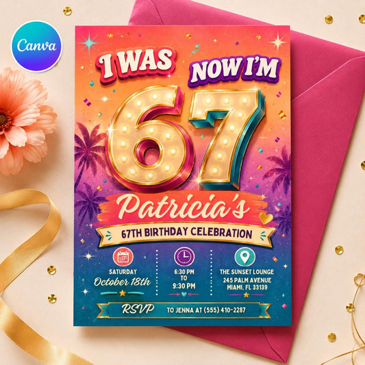 Six Seven Meme Birthday Invitation, 7th birthday invite Girl, Editable Canva Template, I Was 6 Now 7 Meme Theme, Summer Vacation, Canva __etsy:8101260723