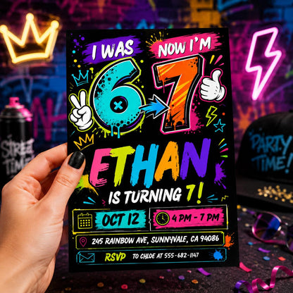 Six Seven Party birthday invitation, printable six seven invite, editable 6 7 meme Party template, Canva digital template, girl boy birthday __etsy:8078500567
