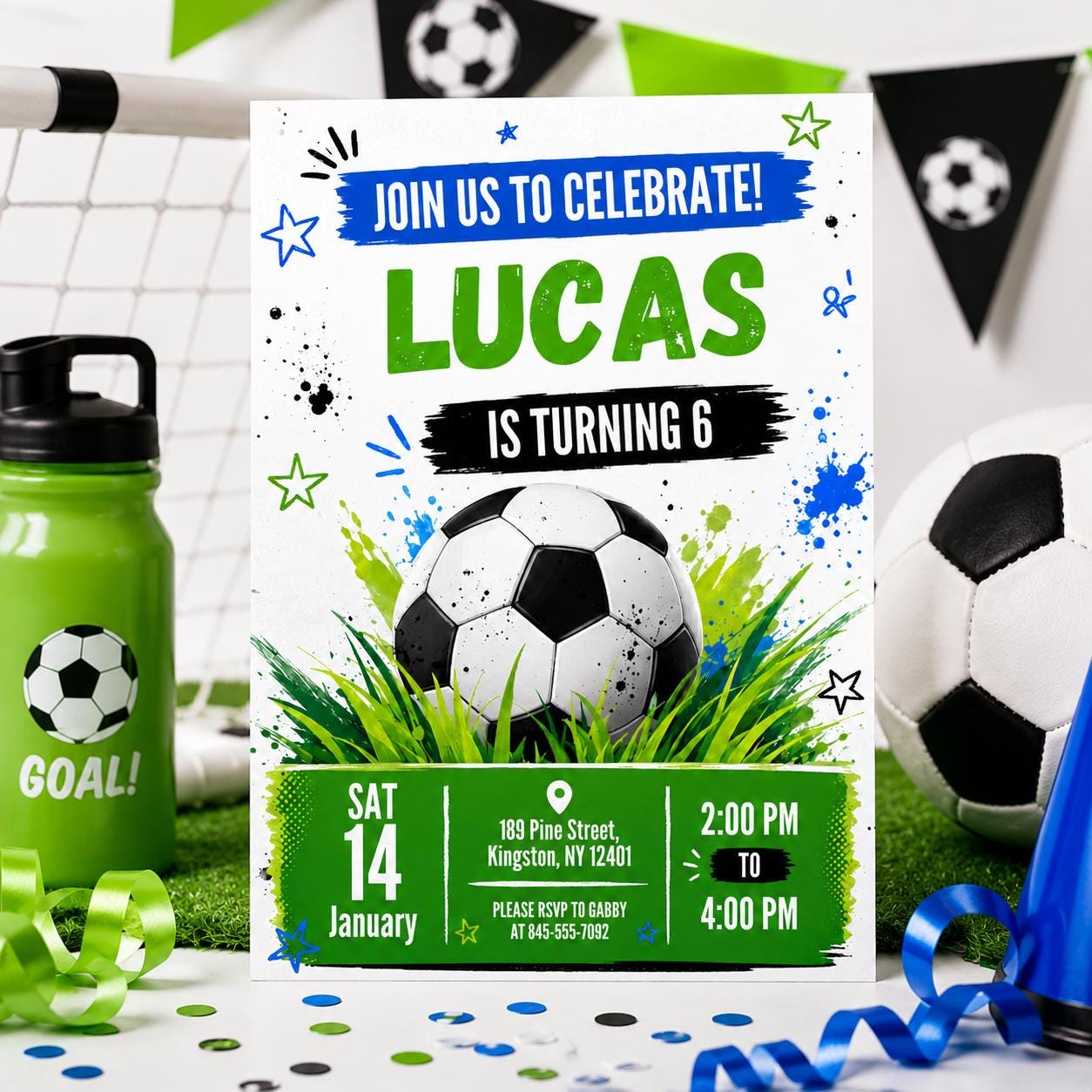 Soccer Birthday Invitation Template Bundle, Kid Soccer Birthday Canva Invitation, Printable Birthday Party Invitation, Kids Party Invite __etsy:8078782809