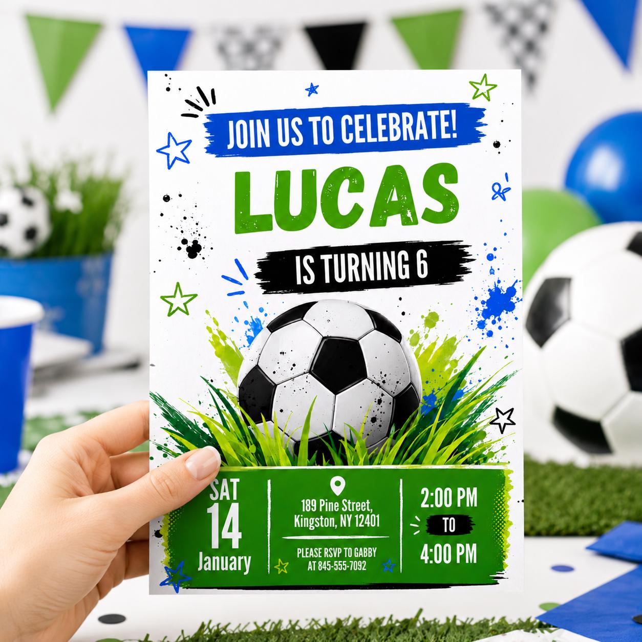 Soccer Birthday Invitation Template Bundle, Kid Soccer Birthday Canva Invitation, Printable Birthday Party Invitation, Kids Party Invite __etsy:8078783065