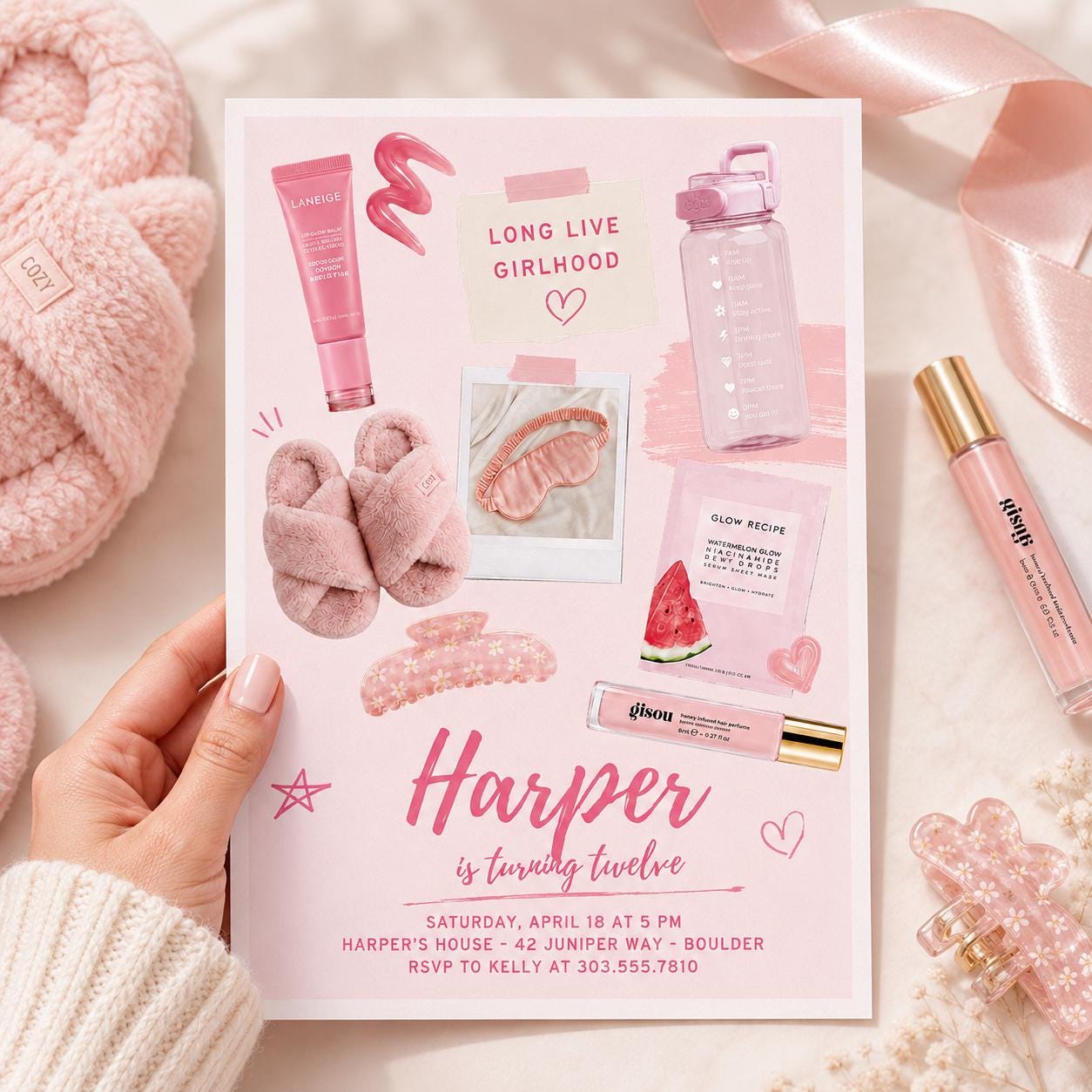 Spa Birthday Party Invitation, Pamper Party Invite, Girl Spa Birthday, Pink Bow Invitation, Editable Canva Template __etsy:8084431383