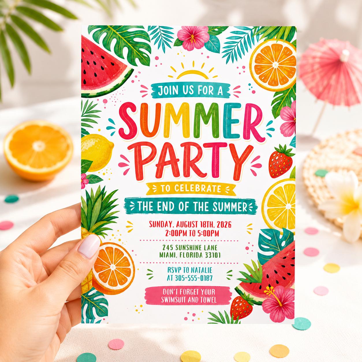 Summer Party Invitation Goodbye School Hello Summer Editable Kids Template Canva Template __etsy:8039821245