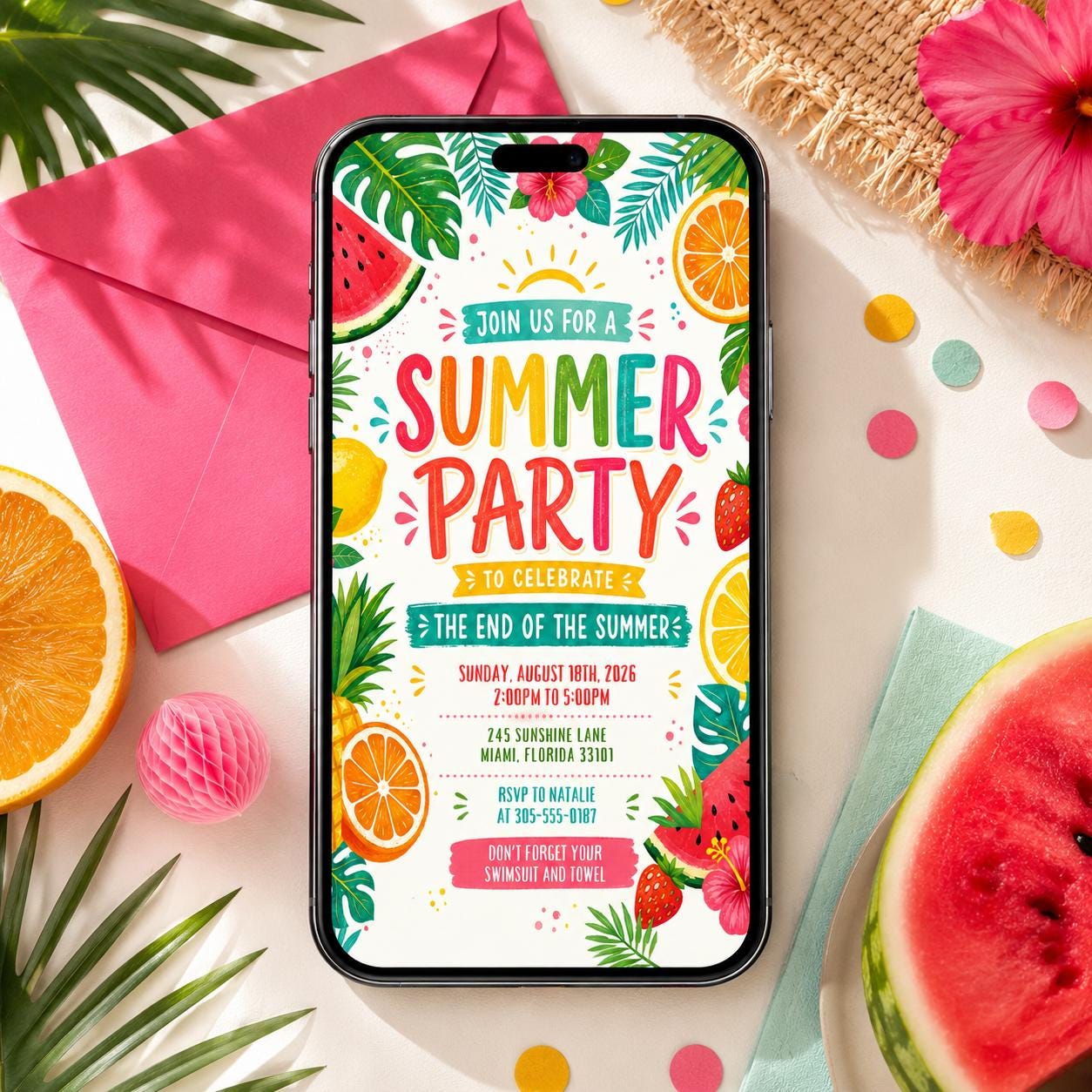Summer Party Invitation Goodbye School Hello Summer Editable Kids Template Canva Template __etsy:8039821953