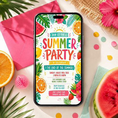 Summer Party Invitation Goodbye School Hello Summer Editable Kids Template Canva Template __etsy:8039821953