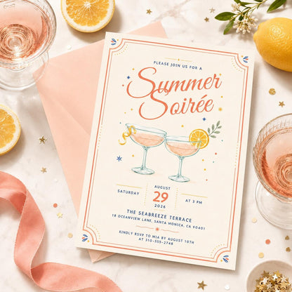 Sunset Soirée Summer Party Invitation for Print and Mobile (Editable Canva Template) __etsy:8050239217