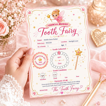 Tooth Fairy Official Receipt: Editable Canva Template (Digital Download) __etsy:7991730928