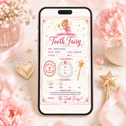Tooth Fairy Official Receipt: Editable Canva Template (Digital Download) __etsy:8039669303